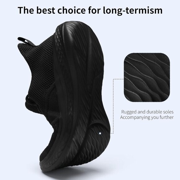 ⚡Men All Black Fashion Mesh Non Slip Lightweight Workout Breathable Gym Sneakers - Picture 4 of 6